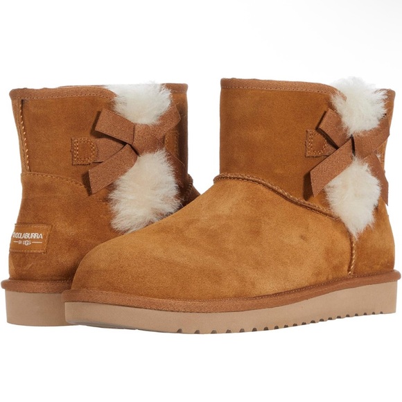 Women's Tan Suede Ankle Boots with Bow UGG Koolaburra Victoria mini Women boots - Picture 2 of 2
